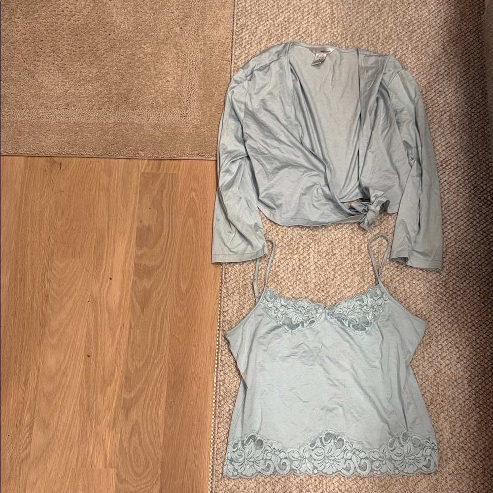 WD.NY Pale Blue Camisole and Wrap Top Set